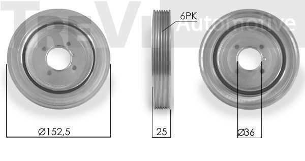 TREVI AUTOMOTIVE Hihnapyörä, kampiakseli PC1078